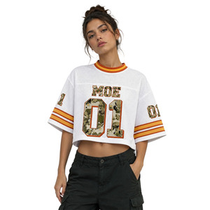 Camiseta de Fútbol Americano Personalizada OEM con Sublimación, Malla Blanca, Estampado de Número de Camuflaje, Unisex, Corte Cuadrado y Holgado, Estilo Vintage, Cuello Redondo - Product Image 4