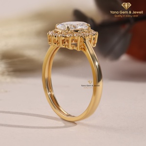 Anillo Floral Ovalado de Diamante CVD Cultivado en Laboratorio de 1.00 Quilates, Color D, Claridad VVS2, Oro Sólido de 14K, Certificado IGI, Elegante para el Día de la Boda - Product Image 3