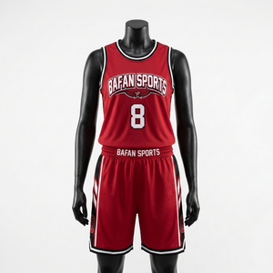 Ensemble maillot et short de basketball respirant en maille polyester, design à panneaux rouge, noir et blanc, logo personnalisé par sublimation, pour femmes - Product Image 3