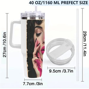 Stainless Steel Tumbler 40oz Double Wall Insulated Travel Mug With Handle For <b>Coffee</b> Tea Hot Cold Drinks - Product Image 4