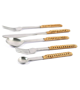 Stainless Steel Spoon With Rattan Handle Cutlery <b>Set</b> for Business <b>Gifts</b> Customized Steel Spoon At <b>Cheap</b> Price - Product Image 5
