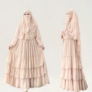 Robes modestes pour femmes, mode islamique personnalisée, abaya à manches longues, robe musulmane confortable en mousseline unie, abaya de Dubaï, tenue d'été - Product Image 1