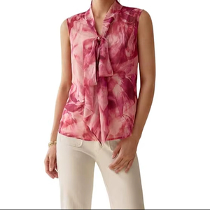 Camisa de Mujer, Chifón Premium con Estampado Completo, Sin Mangas, para Uso Casual y de Oficina - Product Image 1