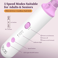 PELCAS Perceuse à ongles électrique professionnelle sans fil portable rechargeable par USB Polisseuse à ongles Perceuse à ongles électrique