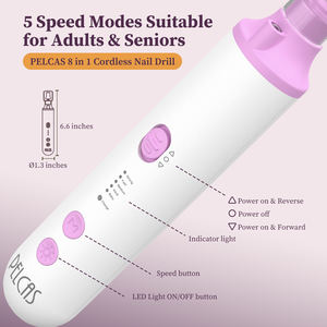 PELCAS - Taladro Eléctrico Profesional para Uñas, Inalámbrico, Portátil, Recargable por USB, Pulidor <span class=keywords><strong>de</strong></span> Uñas Eléctrico - Product Image 2