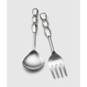 Ensemble de couverts de cuisine et de salle à manger modernes à long manche, style dernier cri, en acier inoxydable et cuivre, comprenant une cuillère de service et une fourchette à salade, en vente - Product Image 5