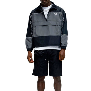 OEM Half Zip Color Block Nylon Windbreaker Men's Jacket Short <b>set</b> Custom Lightweight Streetwear Pullover Jacket Bulk Manufacture - Product Image 4