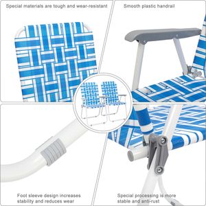 Sedie da Spiaggia 2pz in Tubo d'Acciaio con Tessuto in PP, Sedia Pieghevole con Capacità di 120kg, a Righe Blu e Bianche - Product Image 4