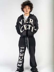 Custom Acid Wash Women's Purple Tracksuit Hoodie and Wide Leg Sweatpants Full Zipper Streetwear <b>Set</b> Letter Print Loose Fit 2026 - Product Image 4