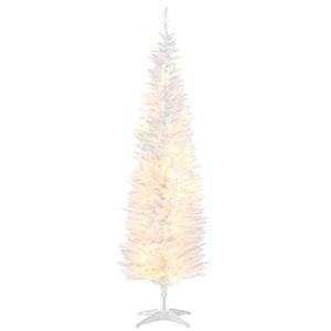 Albero di Natale Artificiale Noble Fir Sottile Pre-Illuminato Alto 1,8 m con 200 Luci LED Bianco Caldo e 390 Punte Decorazione Natalizia - Product Image 2