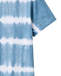 T-shirt personnalisé à rayures tie-dye bleu et blanc pour homme, en coton, style streetwear décontracté, col rond, manches courtes, tee-shirt tendance pour l'été - Product Image 6