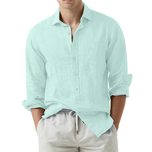 เสื้อเชิ้ตผู้ชายสั่งทำขายส่งปี 2026 เสื้อเชิ้ตแขนยาวผ้าฝ้ายลำลอง เสื้อเชิ้ตทำงานทางการ เสื้อเชิ้ตสีพื้นสำหรับผู้ชาย - Product Image 1