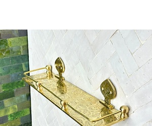 Étagère murale de salle de bain plaquée or, rectangulaire, en métal, style moderne, à un seul niveau, pour accessoires de toilette et décoration - Product Image 5