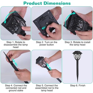 6-Pack a energia solare IP45 impermeabile Auto all'aperto luce di palo decorativo paesaggio lampada per giardino Pathway Patio Yard - Product Image 3