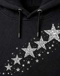 Sudadera con capucha negra extragrande con estrella de pedrería, de forro polar grueso, con bolsillo canguro, estilo urbano, fabricante personalizado, para hombre - Product Image 4