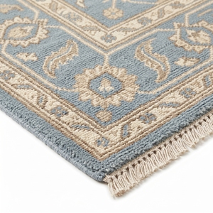 Blue Floral Area Rug Embroidered Carpet Soft Pile Latex Backed Non Slip Washable Floor <b>Mat</b> for Home Hotel - Product Image 4