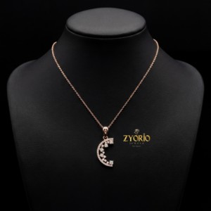 Collar con Colgante de Media Luna de Diamantes Chapado en Oro de Plata de Ley 925, Joyería de Lujo para Mujer, Compromiso, Boda, Fiesta, Aniversario - Product Image 3