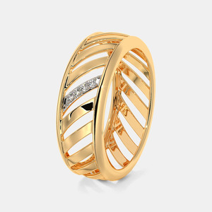 Bague de mariage de luxe en or jaune 14 carats avec diamants taillés ouverts pour homme, bague d'anniversaire en or fin - Product Image 1