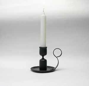 Iron Candle Stand with Twisted Handle Durable Home Decoration Metal Holder <b>Black</b> Finish Classic Design - Product Image 2