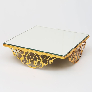 Soporte de Pastel de Metal de Dos Niveles, Calidad Premium, Redondo, Blanco con Borde Dorado, Aspecto Atractivo, Bandeja para Exhibición de Postres, de la India - Product Image 3