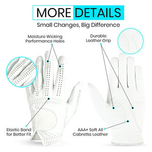 Gants de golf blancs unisexes pour adultes, design unique, qualité supérieure, en peau de mouton, respirants, imperméables, séchage rapide, pour l'extérieur, professionnels - Product Image 2
