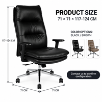 Chaise de bureau de direction moderne à dossier haut en cuir PU avec base chromée inclinable verrouillable et accoudoirs rembourrés