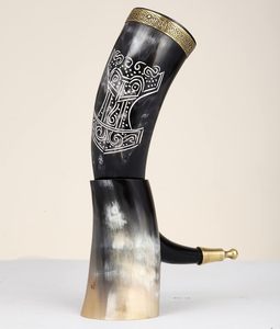 Cornes à boire vikings en corne de buffle, forme naturelle, polies, écologiques, imitation antique, objet de collection, durables, décoratives - Product Image 3