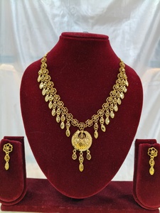 Women's Brass 18K <b>Gold</b> Plated Imitation Turkish Long Haram Necklace <b>Set</b> Lock Design Bridal Traditional Wedding Engagement - Product Image 4