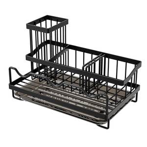 Elegant Iron <b>Kitchen</b> Sink Organizer <b>Shelf</b> With Waterproof Coating And Removable Drain Tray For Easy Cleaning - Product Image 1