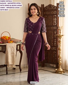 Sari de Invierno Midnight Grace para Fiesta - Estilo Tradicional, Absorbe la Humedad y Antiarrugas - Product Image 3