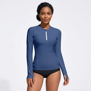Maillot de bain de compression à manches longues pour femme, demi-zip, protection UV, séchage rapide, imprimé personnalisé, pour adulte, maillot de bain personnalisé pour femme - Product Image 5