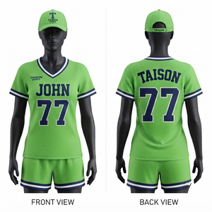 Maillot de lacrosse pour femmes, 180 GSM, maille polyester respirante, vert lime, col en V, bordure contrastée, uniforme d'équipe personnalisé par sublimation - Product Image 1