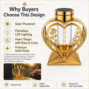 <span class=keywords><strong>Lanterna</strong></span> Solare a LED a Forma di Cuore con Croce e Rosa per Decorazioni Commemorative, Certificata CE - Product Image 4