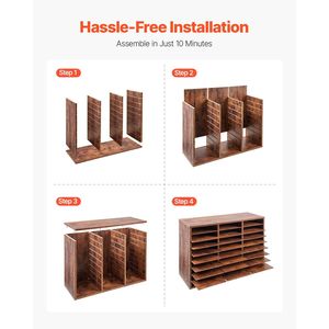 Organizzatore per Documenti in Truciolato a 27 Scomparti con Ripiani Rimovibili, Classificatore Postale per Casa o Ufficio - Product Image 6