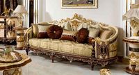 Ensemble de canapés Chesterfield carrés en teck massif de luxe royal, style moderne du milieu du siècle, 7 places, avec table basse sculptée en velours doré