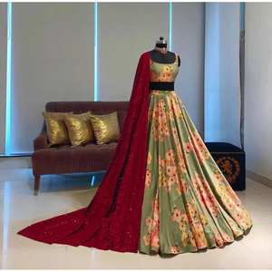 Hermosos conjuntos de mujer Lehenga Choli con estampado digital para ropa de fiesta - Product Image 2