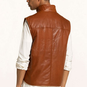 เสื้อกั๊กผู้ชายลำลองสำหรับฤดูหนาว ทำจากผ้าแคนวาสและหนัง ขนาดใหญ่พิเศษ ทนทาน ออกแบบมาเพื่อความมีสไตล์ สวมใส่สบาย เหมาะสำหรับกิจกรรมกลางแจ้งและการใช้งานทั่วไป - Product Image 3