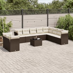 Modular Brown PE <b>Rattan</b> Garden <b>Sofa</b> Set 11 Piece Outdoor Furniture With High Density Foam Cushions - Product Image 1