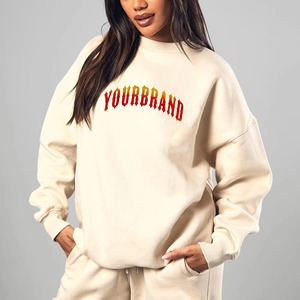 Sudadera Extra Grande de Alta Calidad para Mujer, con Lentejuelas de Animales, Color Sólido, Felpa de Algodón, Cuello Redondo, Logotipo Personalizado Impreso en la Parte Delantera - Product Image 4