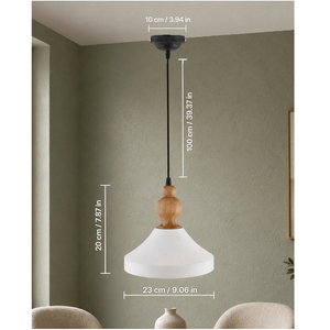 Top Best Export Quality Round Pendant <b>Light</b> Wooden Celling Mount White Conical <b>Shade</b> Indoor <b>Kitchen</b> Deco Lightweight Design Lamp - Product Image 6