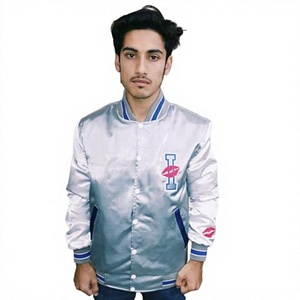 Patchs brodés personnalisés, broderie vintage 3D, veste varsity en satin, haute qualité, 100% polyester, séchage rapide, personnalisable pour homme - Product Image 1