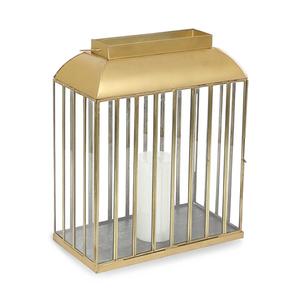 Portavelas de cristal dorado con diseño único, marco cuadrado de metal, estilo huracán, para decoración del hogar y centros de mesa para bodas. - Product Image 6