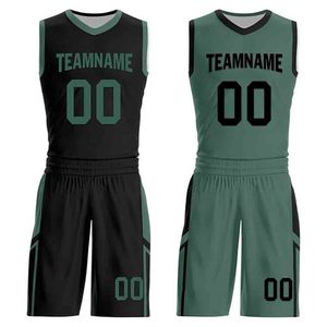 Ensemble d'uniformes de basket-ball personnalisés pour hommes, adultes, joueurs, nom d'équipe, numéros imprimés, maillots courts personnalisés, respirants, 100% polyester - Product Image 1