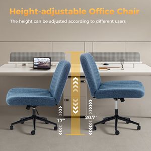 Chaise de bureau sans accoudoirs certifiée BIFMA, avec roulettes, pivotante et réglable, en tissu rembourré, pour bureau à domicile - Product Image 2