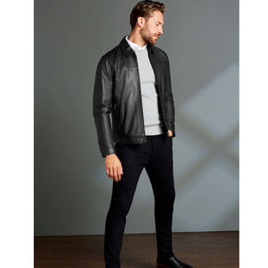 Men's Premium <b>Leather</b> <b>Jacket</b> Breathable Quick Dry Stand Collar Full Zip Casual Regular Fit Durable <b>Winter</b> Outerwear - Product Image 4