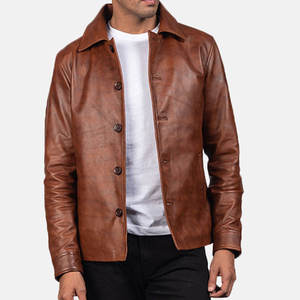 แจ็คเก็ตหนังผู้ชายดีไซน์ใหม่ปี 2026 แจ็คเก็ตหนังแท้แบบสั่งตัดพิเศษบุซับในด้านหน้า - Product Image 1
