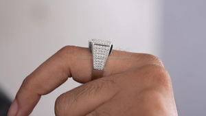 Pave Cut Cluster <b>Ring</b> 925 Sterling Silver Hip Hop Rhodium Plated <b>iced</b> Out Engagement, Wedding or Anniversary Gifts Jewelry - Product Image 3
