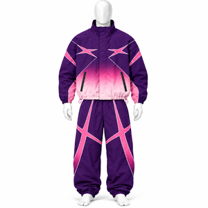 Ensemble survêtement coupe-vent surdimensionné personnalisé, tissu 100% nylon, style tendance, veste zippée imperméable et pantalon de survêtement unisexe - Product Image 1