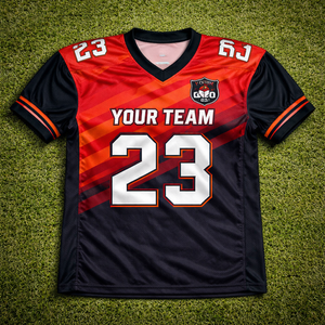 ผู้ผลิตเสื้ออเมริกันฟุตบอลแบบ OEM ตามสั่ง แห้งเร็ว ระบายอากาศได้ดี ซับเหงื่อ 100% โพลีเอสเตอร์ พิมพ์ลายชื่อผู้เล่นแบบ Sublimation - Product Image 1