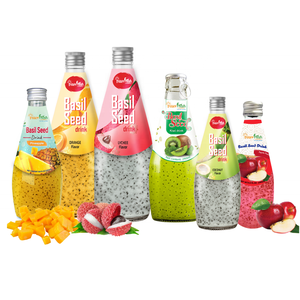 Basil Seed Drinks Sweet Fruit Taste Logo Printing Matte <b>Cork</b> Sealed 290ml OEM for USA/Canada & Mexico/Brazil | HACCP HALAL - Product Image 1